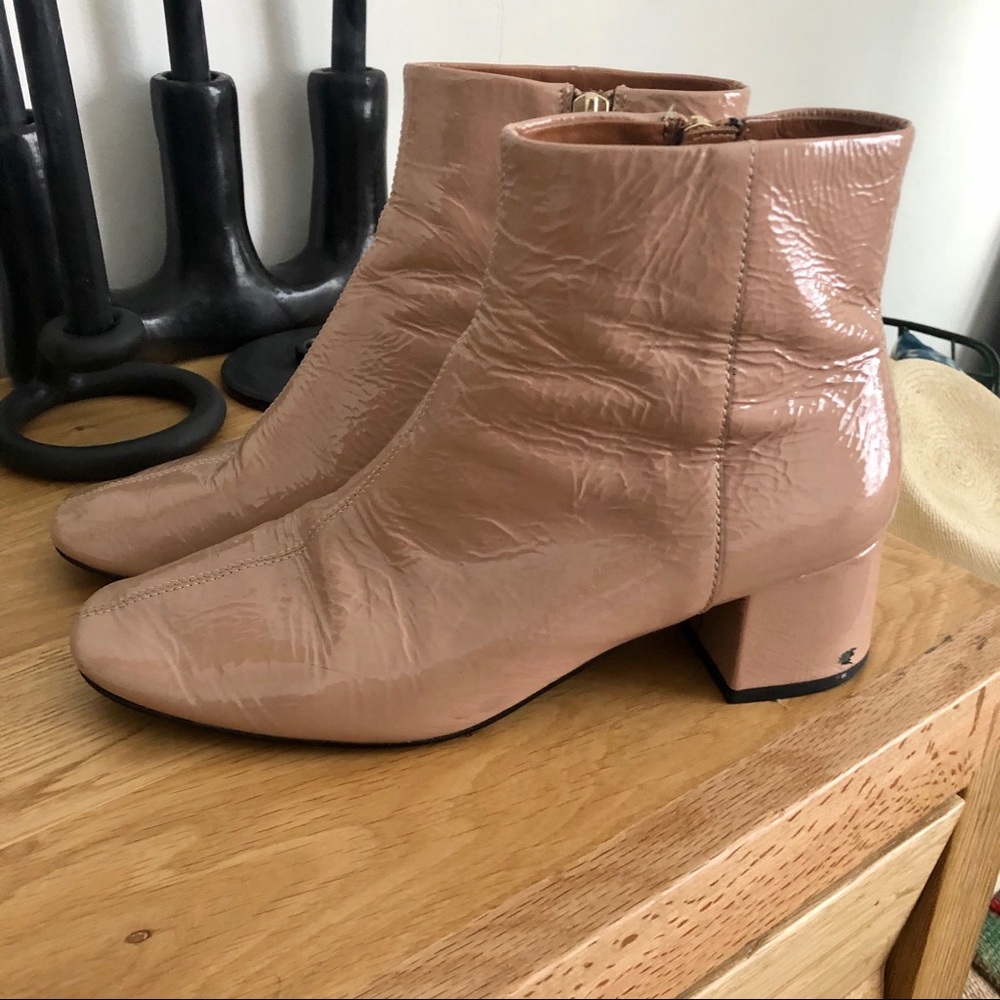 & Other Stories Patent Round Toe Booties 8